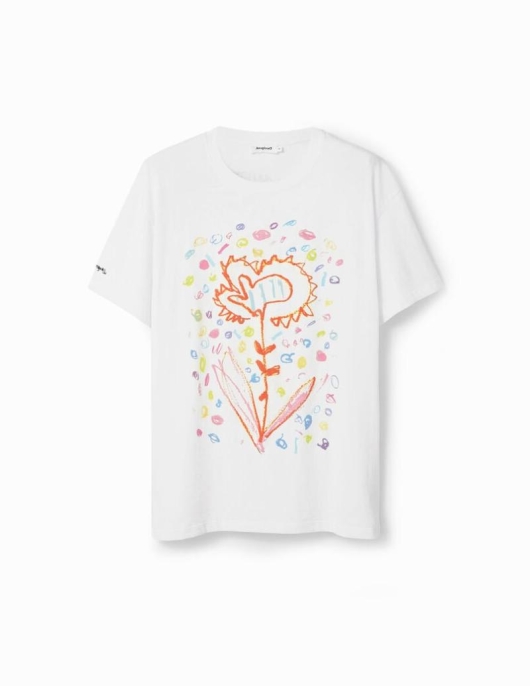 Homme Desigual T-shirts Et Polos | T-Shirt Decontracte Fleur Arty