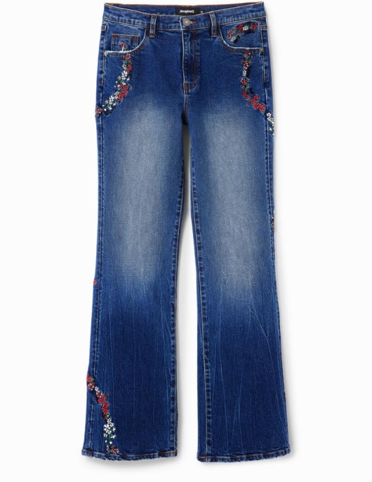 Femme Desigual Pantalons Et Leggings | Jean Wide Leg Flare