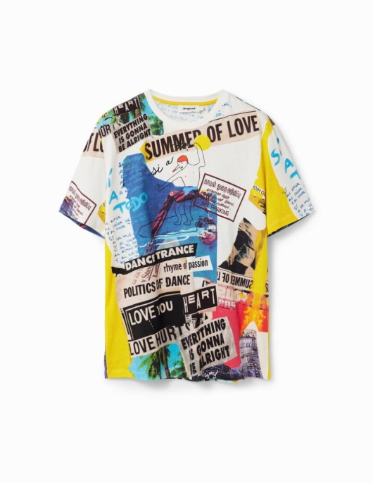 Homme Desigual T-shirts Et Polos | T-Shirt Manches Courtes Journal