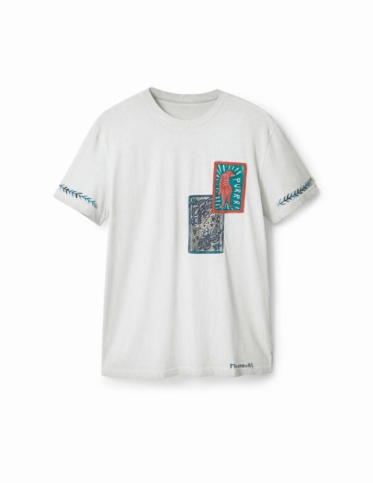 Homme Desigual T-shirts Et Polos | T-Shirt Avec Patchs Et Imprimes