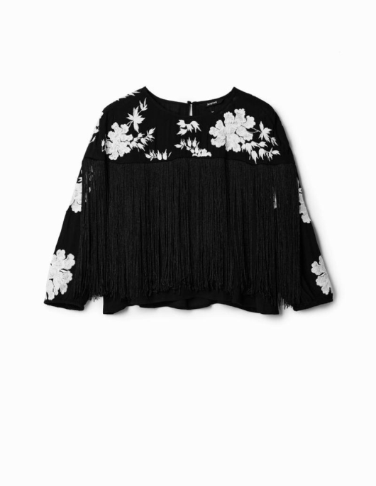 Femme Desigual Chemises Et Blouses | Blouse Brodee Franges