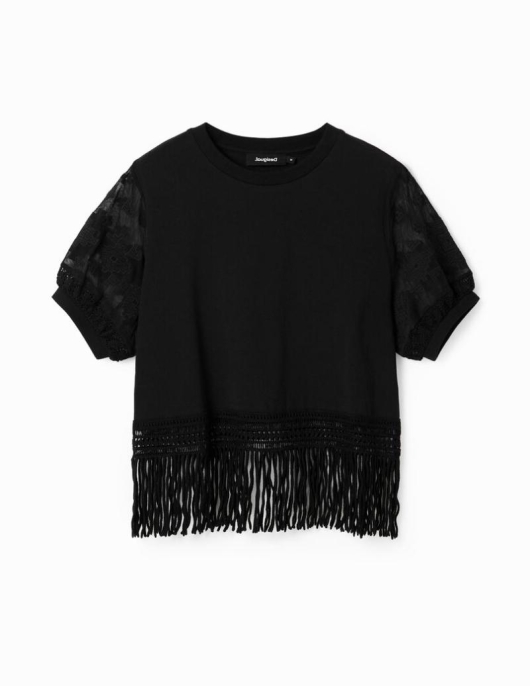 Femme Desigual T-Shirts | T-Shirt Oversize Franges