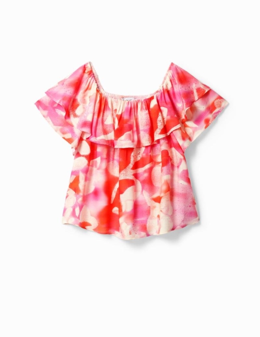 Femme Desigual Chemises Et Blouses | Blouse Volants Fleurs