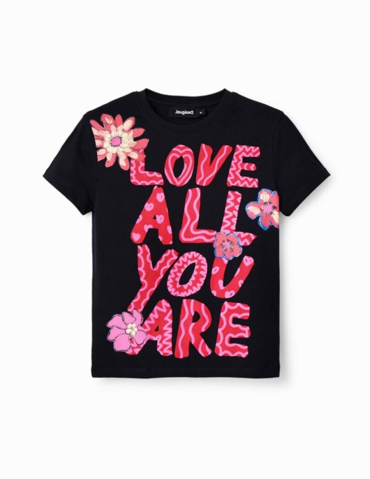 Femme Desigual T-Shirts | T-Shirt Message Fleurs