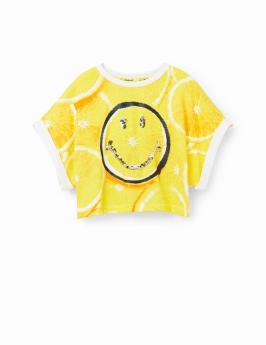 Enfant Desigual T-shirts Et Chemises | T-Shirt Court Citron Smiley&Reg;