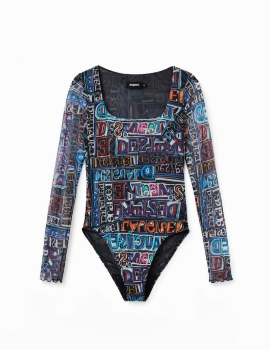 Femme Desigual T-Shirts | Body Tulle Logo Arty