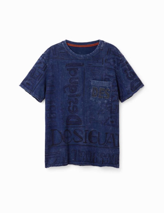 Homme Desigual T-shirts Et Polos | T-Shirt Logo Tissu Delave