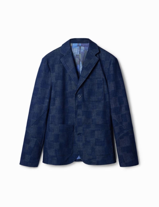 Homme Desigual Vestes | Blazer Jean Carreaux