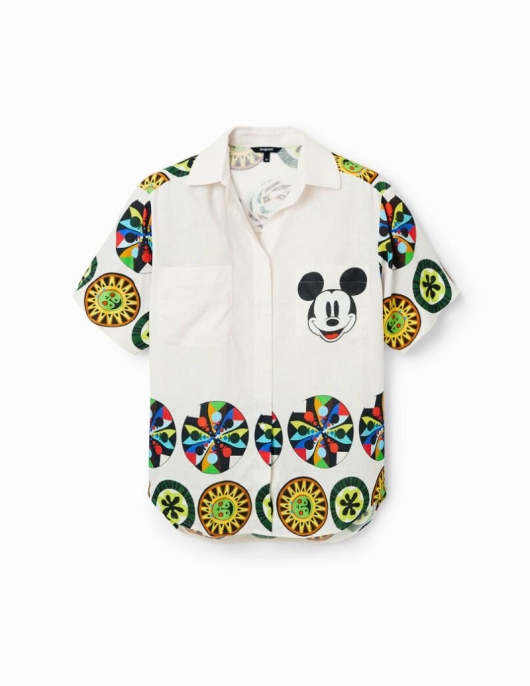 Femme Desigual Chemises Et Blouses | Chemise Lin Mickey Mouse M. Christian Lacroix