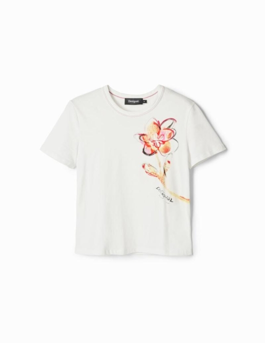 Femme Desigual T-Shirts | T-Shirt Manches Courtes Fleur