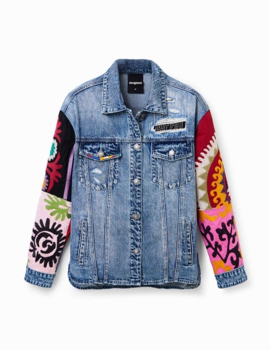 Femme Desigual Vestes | Surchemise &Quot;Trucker&Quot; Jean Broderies