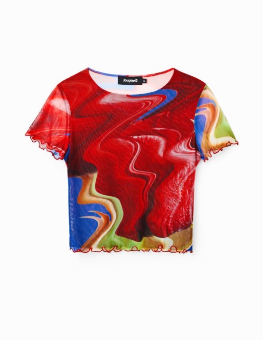 Femme Desigual T-Shirts | T-Shirt Court Marbre Tulle