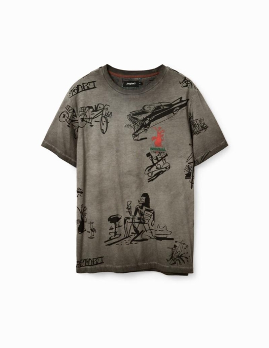 Homme Desigual T-shirts Et Polos | T-Shirt Tissu Delave Dessins